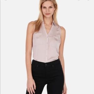 COPY - Express Sleeveless Satin Portfolio Shirt in Flower Petal Pink XS